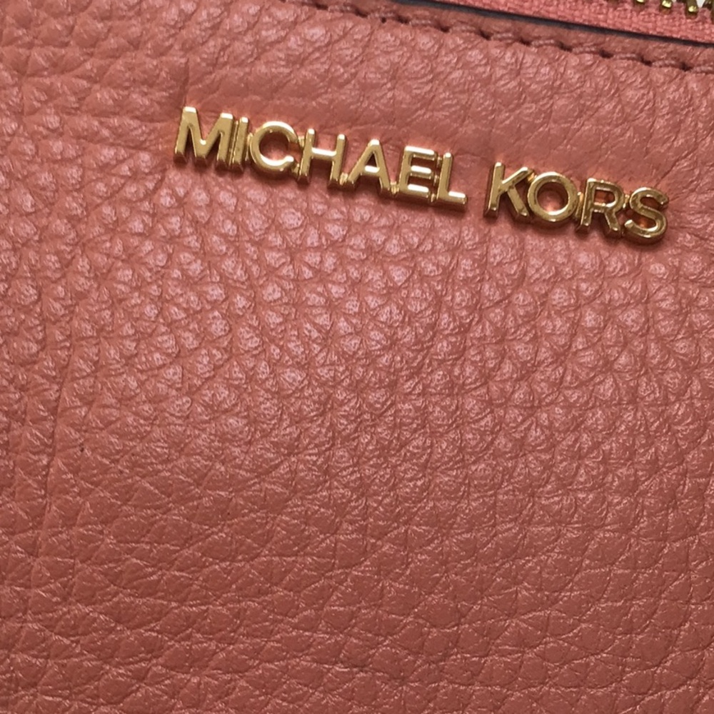 Michael Kors Wristlet Wallet Jet Set Large Clutch Pink Pebbled Leather NWOT - Picture 10 of 11